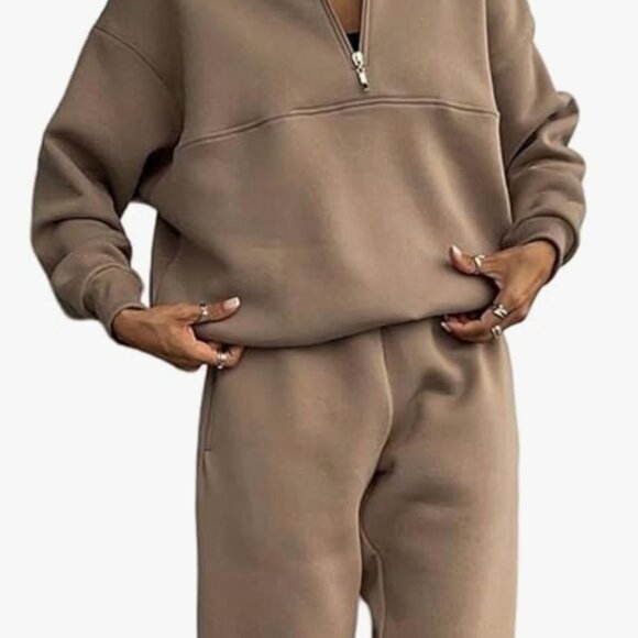 Women's Set Half Zip Sweatshirt & Jogger Sweatpants Set NWT NEW - Picture 4 of 6